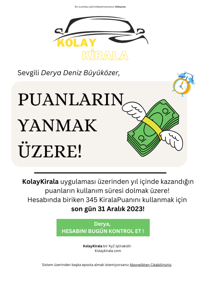 Yıl sonu emaillerinde kisisellestirme ve sene sonu maili